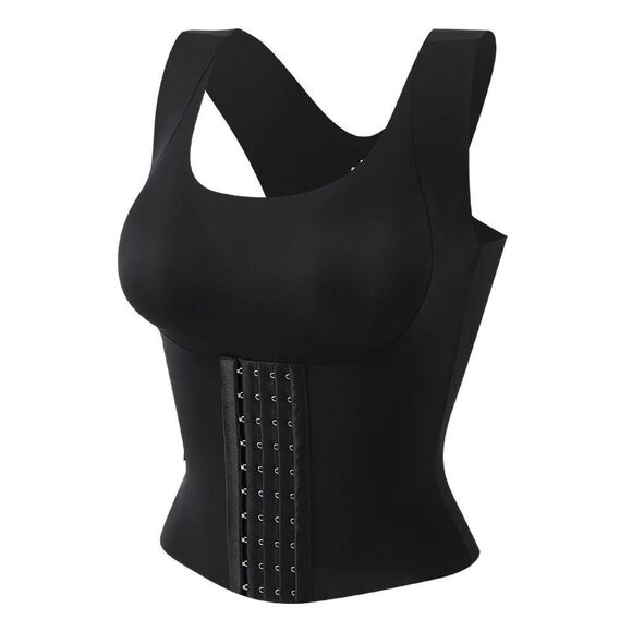 Basic Bae Scoop Neck Shapewear Tank  Removable Paddings Black Corset Top - Picture 2 of 5